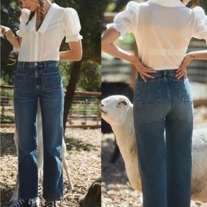 REFORMATION Jeans| Alyssa Patch Picket High Rise Wide Jeans-sz26- FREE SHIPPING